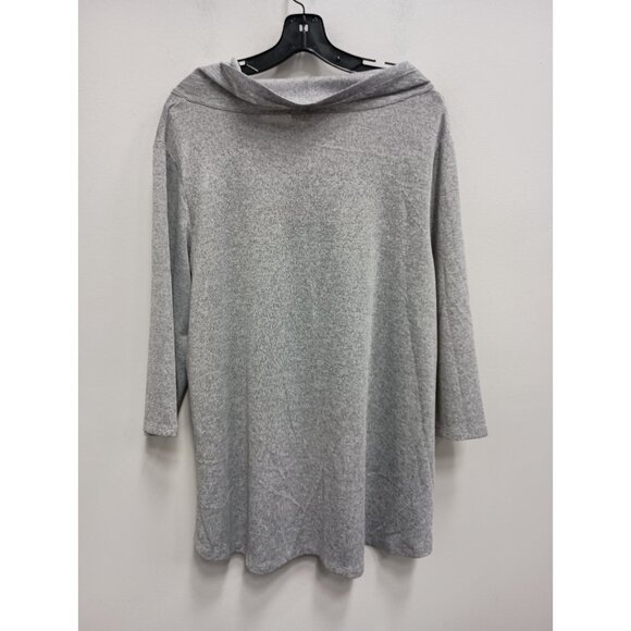 Indigo Soul Wearable Art Tunic Top Womens XL Gray Floral Embellished Cowl Neck - Picture 9 of 11
